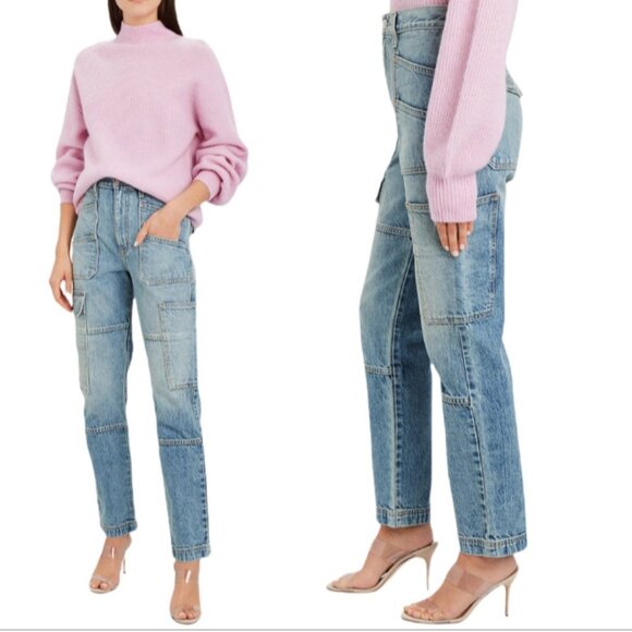 SLVRLAKE Savior High Rise Cargo Blue Jeans, Size 25 - Picture 3 of 16